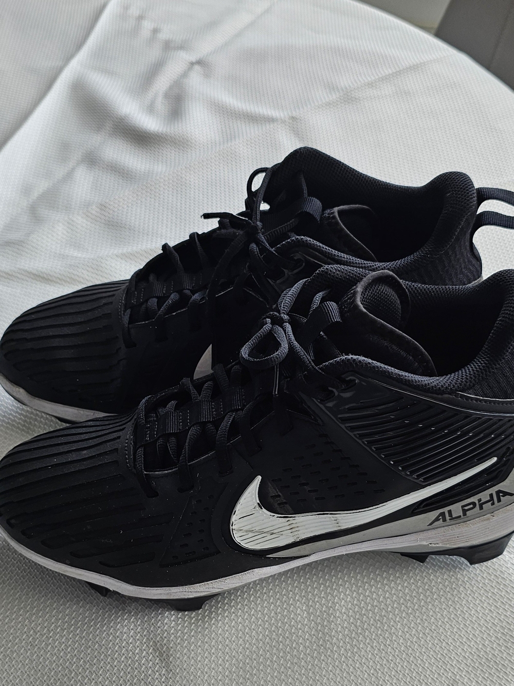 Nike Black Alpha Baseball Cleats with White Swoosh